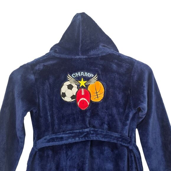 Komar Kids Boys Plush Fleece Robe Navy Blue Sports Champ Size XS 5 6 - Picture 7 of 9